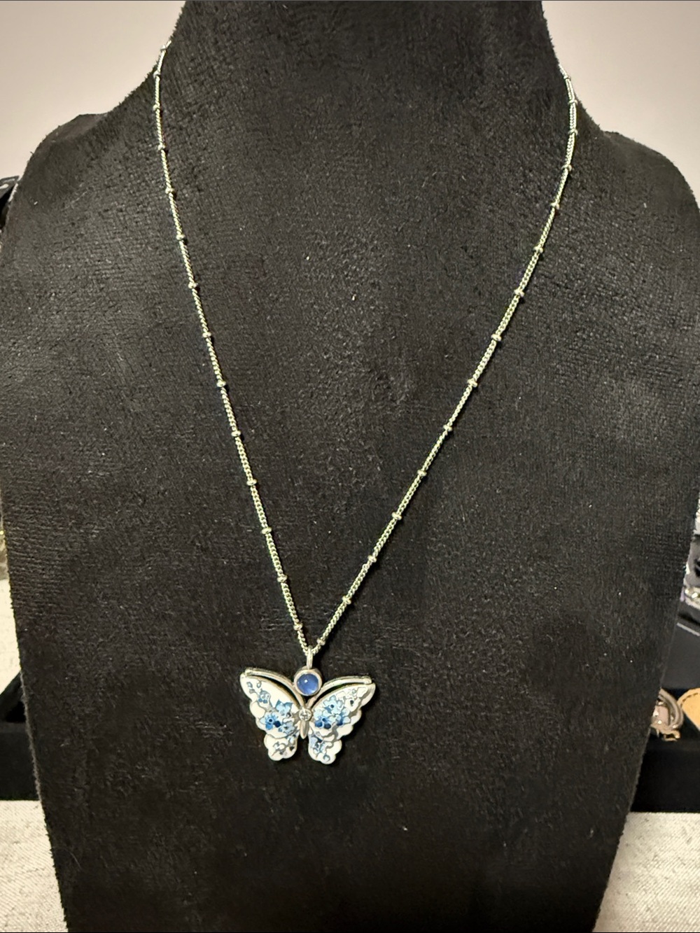 Kyoto In Bloom Blue Butterfly Necklace NWT